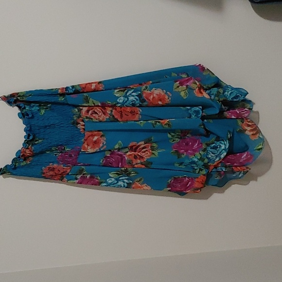 🌞Teal and floral bubble dress - Picture 4 of 6